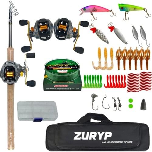 2.1m-2.7m fishing rod combo fishing rod with casting reel lure bait accessories box fishing bag casting rod set fishing kit
