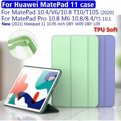 Tablet Leather Protective Cover For Huawei MatePad 11 2021 MatePad 10.4 V6 M6 Pro 10.8 T5 Case Matepad T10S case Silicone soft