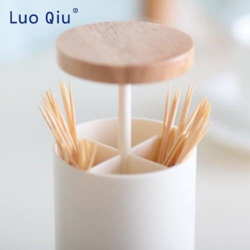 Creative toothpick boxes living in domestic wooden lid plastic pressing automatic portable cotton swabs