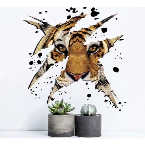 Creative Tiger Head Cartoon Wall Stickers Kids Room Dormitory Bedroom Background Decoration Vinyl Stickers Wallpaper Decor