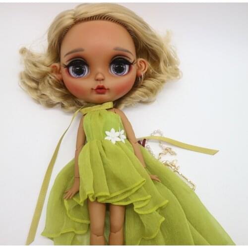 Customization doll DIY Nude joint body blyth doll For Girls not include clothes The eye chips are random black skin