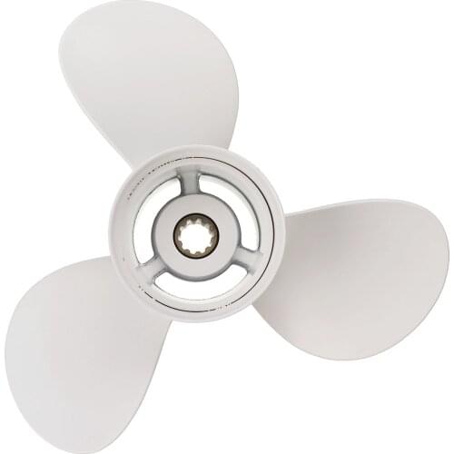 Marine Boat Outboard Propeller 9 7/8 x 13 Aluminum Alloy Right-hand Rotation 3 Blades White For Yamaha 20-30HP 664-45949-02-EL