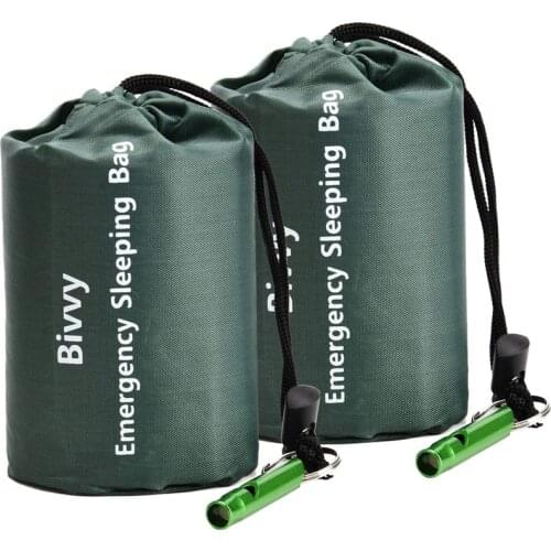 2PCS Outdoor Survival Bag, Emergency Bivy Sac, Sleeping Bivvy Bag, Outdoor Camping/Hiking Blanket, Thermal Insulation Sac