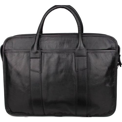035 Genuine leather men solid business briefcase office laptop handbag