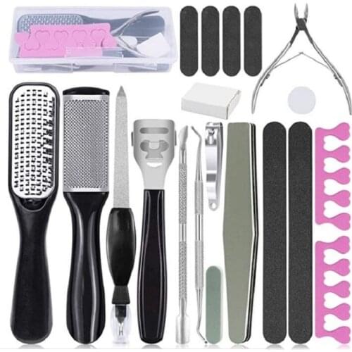 20 in 1 Professional Foot Care Kit Pedicure Tools Set Stainless Steel Foot Rasp Foot Dead Skin Remover Clean Toenail Care Kit
