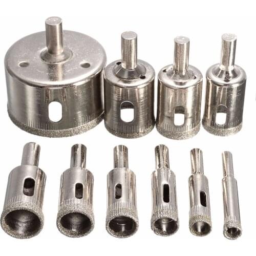 10pcs Diamond Coated Hss Drill Bit Set Tile Marble Glass Ceramic Hole Saw Drilling Bits For Power Tools 6mm-30mm