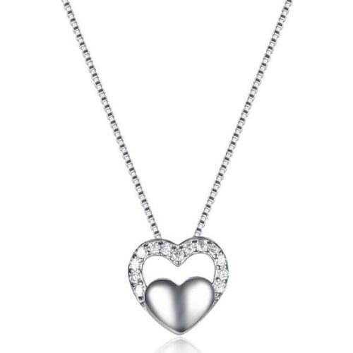 Simplicity Design Heart-Shaped Crystal Pendant Necklace Temperament Female Clavicle Chain Necklace Valentines Day Gift