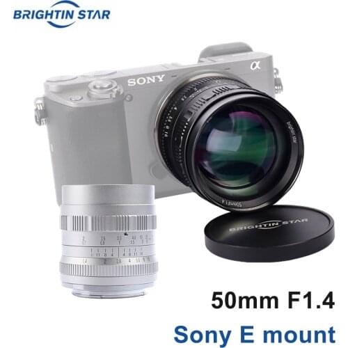 Brightin Star 50mm F1.4 Standard Prime Camera Lens Manual Focus MF Lens For Sony A6500 A6400 A6300 A7SII A7RIII NEX7 NEX6 A7