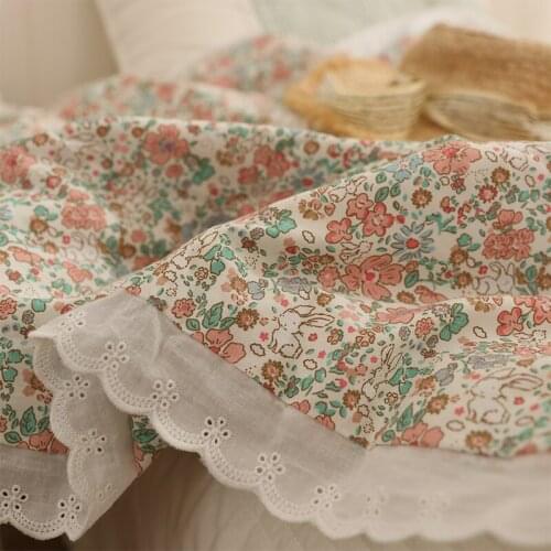 Fresh Floral Summer Blanket Sweet Lace Airable Cover Thin Duvet