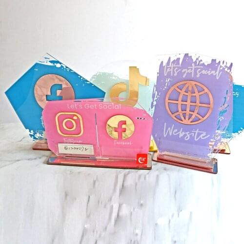 TX Hot Sale Ins Twitter Facebook Wifi Easy Shower 3MM Acrylic Gold Mirror Social Media Sign Business Sign For Shop Decoration