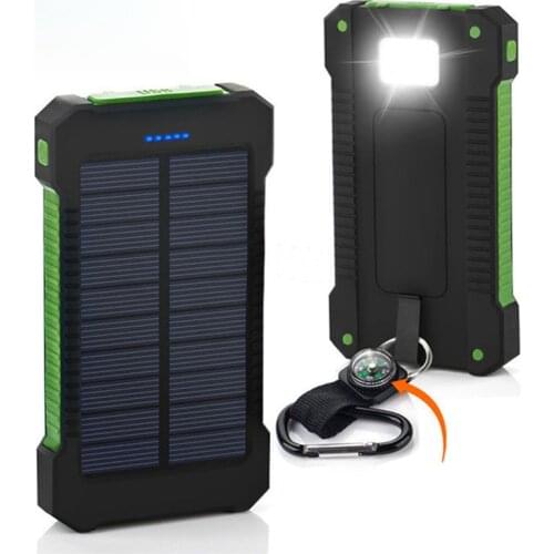 Portable Solar Power Bank 20000mah Waterproof External Battery Backup Powerbank 20000 mah Phone Battery Charger LED Pover Bank