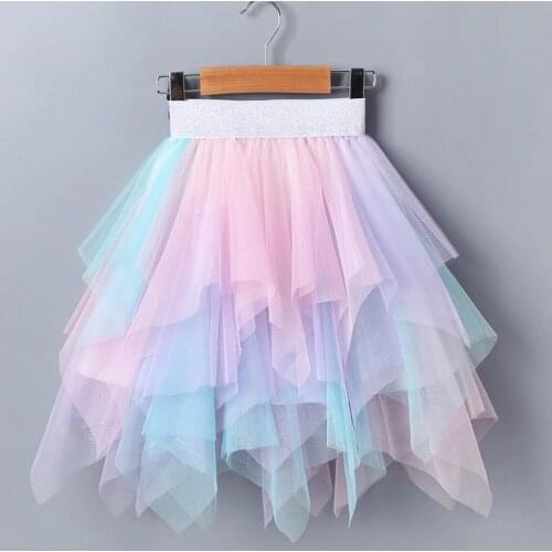 Baby Girls Skirts Summer Kids Fashion Irregular Net Yarn Princess Skirt Multi-layer Rainbow Cake Skirt for Girl Baby Tutu Skirts