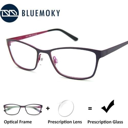 BLUEMOKY Metal Prescription Glasses For Women Myopia Anti-Blue-Ray Optical Eyeglasses Frame Hyperopia Photochromic Eye Glasses