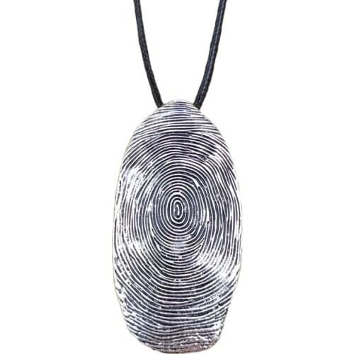 Fingerprint Pendant Retro Long Necklace Annual Literary National Style Concise Adjustable Waxed Rope Women Gift AH017-018
