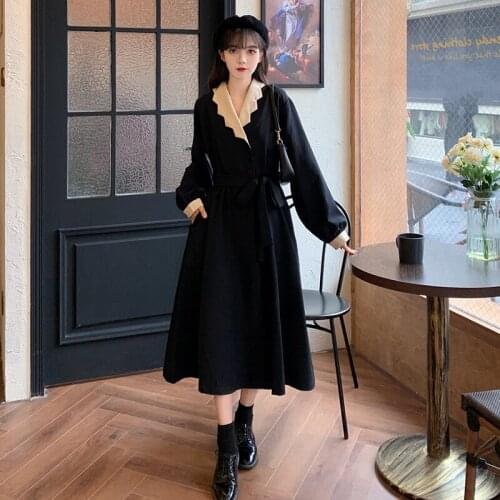Bella Philosophy Wonder Spring Dress With Belt Bandage Long Dress Black Long Sleeve Elegant Female Vintage Office Split Vestidos