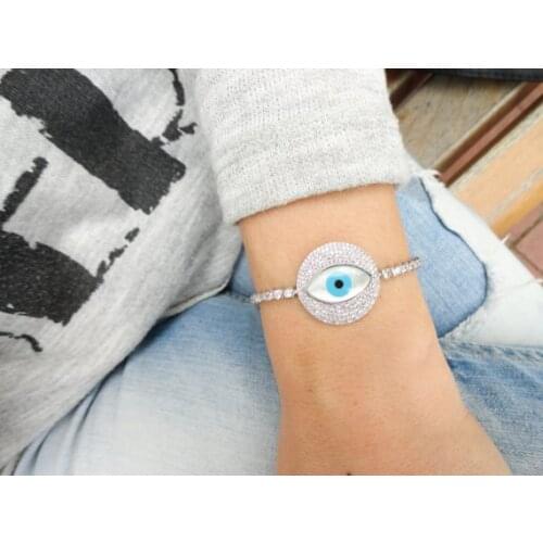 Gold rose gold rhodium 3 colors 2017 summer micro pave cz bling Luxury women Big round cz tennis chain fashion bracelet for girl