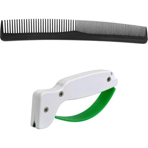 1 Pcs Women Men Home Salon Cutting Hair Tooth Comb & 1 Pcs Serrated Blades, Double Edge Cutting Blade Sharpener