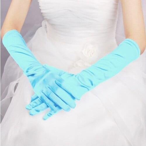 10pc / lot 38CM 20 color Women light blue BLUE lady dancing performance long sliver gloves fashion evening party glove free ship