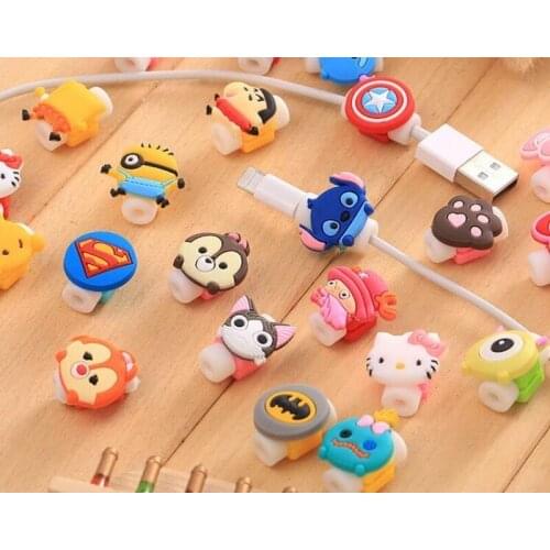 1000pcs/lot Cartoon USB Data Cable Charger Protector Anti Breaking Protective Sleeve Saver For iPhone