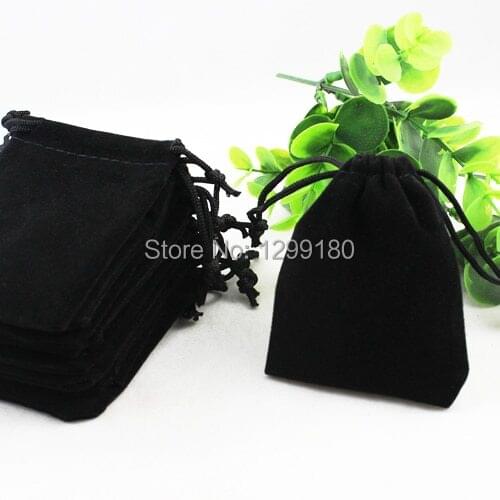 10x12cm 50Pcs/lot Black Velvet Drawstring Pouch Bag/Jewelry Bag Christmas/Wedding Gift Bag (K00198)