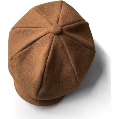 2019 Black Camel Wool Hat Man Newsboy Caps Herringbone Tweed Warm Winter Octagonal Hat Male Female Gatsby Retro Flat Caps BLM65