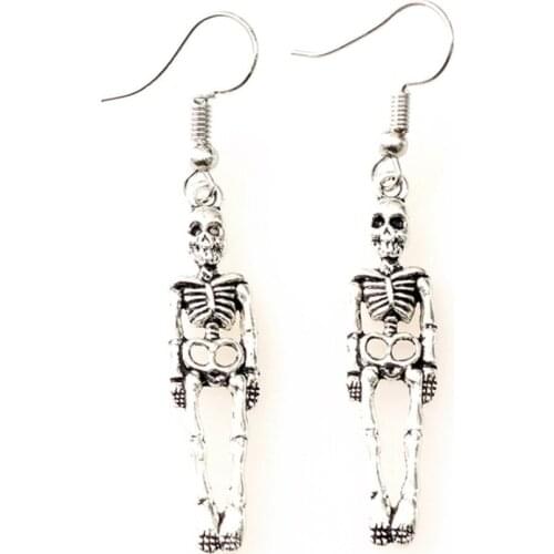 2020 Wholesale Hot Fashion Skeleton Skull Earrings Jewelry Punk Earrings for Women Gift Vintage Halloween Dangle Earrings