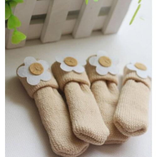4 Pcs /lot Of The Soft Chair Knitting Booties Table Mats And Chairs Shackle Legs Protective Sleeve