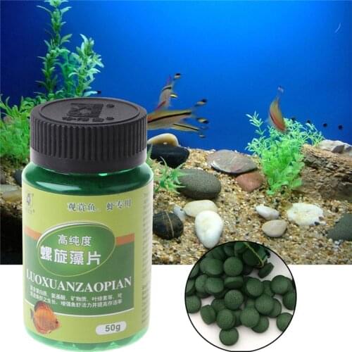 50g High Purity Spirulina Tablets Fish Shrimp Food for Aquarium Fish Tank Fish Pill Algae Supplies