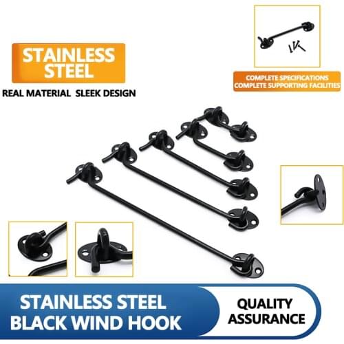 75/100/150mm Cabinet Door Showcase Gate Window Latche Hook Eye WindProof Lock Hook Brace Cabin Hook Window Windproof Silent