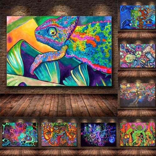 Abstract Painting Art Psychedelic Trippy Poster Print Modern Wall Art Picture Canvas Pictures for Living Room Home Artwork Decor
