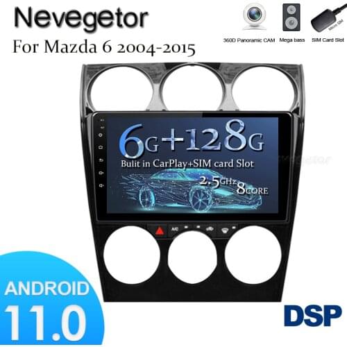 Car Radio for Mazda 6 GPS Navigation Stereo Audio Video Accessories Android 11 Wifi Carplay DSP 9 Inch 2 din No CD DVD Player