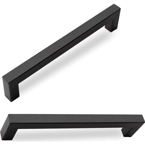 Black Square Cabinet Handles Stainless Steel Closet Drawer Cupboard Furniture Bathroom Door Knobs Bar Kitchen pull