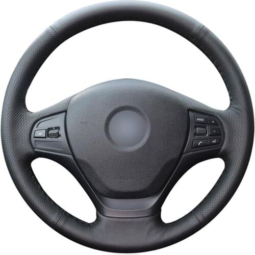 Black Faux Leather Car Steering Wheel Cover for BMW F20 F21 F22 F23 118i 120i 125i 120d 218i 228i 420i 430i 435i 428i 440i 220i