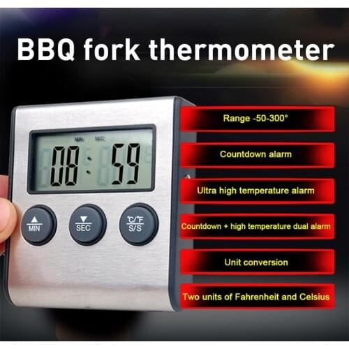 Digital Oven Thermometer Kitchen Food Cooking Grilling Meat BBQ Thermometer And Timer Water Milk Wine Liquid Temperature Probe
