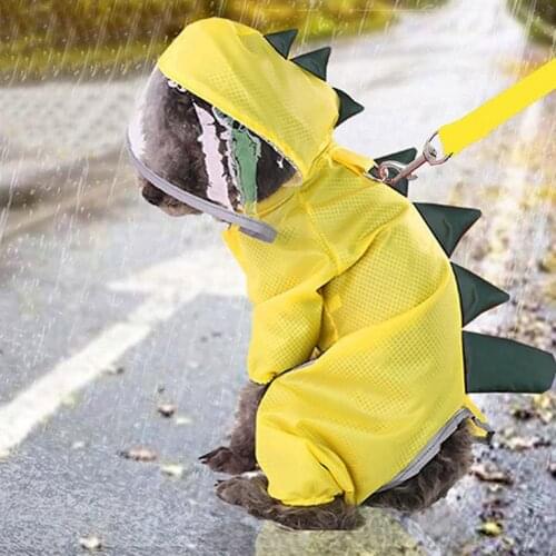 Dog Raincoat Dinosaur Waterproof Poncho Pet Hoodie Breathable Dog Costume For Small Medium And Large Cats And Dogs