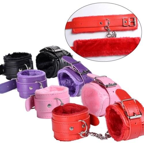 Exotic Accessories BDSM Bondage Sex Set Porno Sex Toys For Women Couples Adjustable PU Leather Plush Handcuffs Ankle Cuff Slave