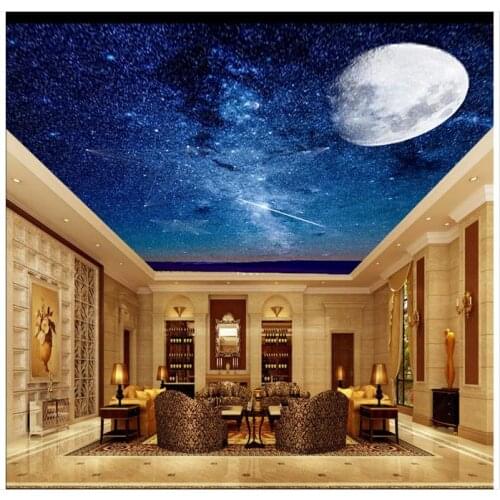Customized photo wallpaper 3d ceiling wallpaper mural Dream star super moon suspended ceiling murals for living room decoration
