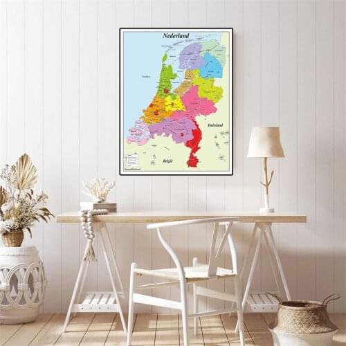 42*59cm Map Of The Netherland In Dutch Canvas Painting Wall Poster School Supplies Living Room Home Decoration Travel Gift