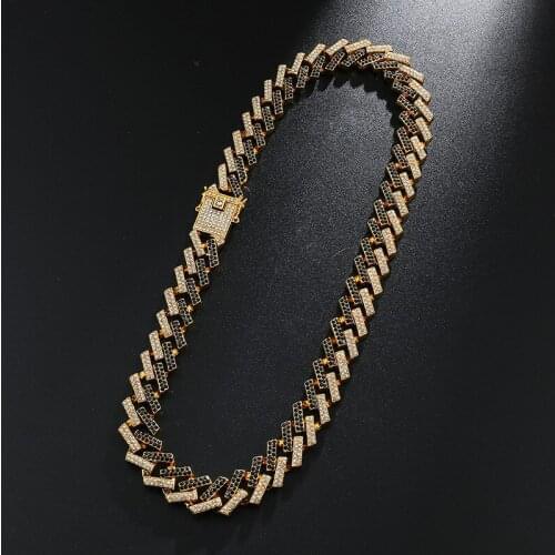 Cuban Necklace Chain Hip hop Jewelry Choker Gold Silver Color Rhinestone for Mens Rapper Necklaces
