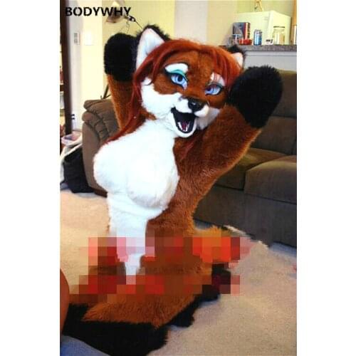 Fursuit Furry Mascot Costume Fox Dog Cosplay Party Dress Outfits Carnival Adult Women Female Advertising Halloween Outdoor Part