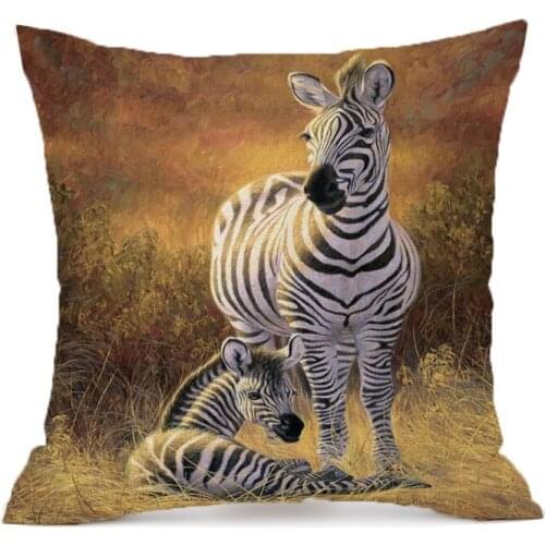 Cute animals cartoon zebra and giraffe print cushion cover quilt cover pillowcase hug pillowcase sofa decoration cover