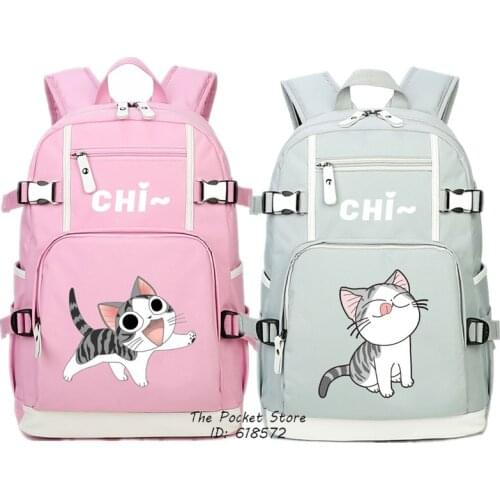 Kawaii Cat Women Backpack Chis Sweet Home Cute Backpack Chi Cat Canvas School Bags Mochila Feminina Pink Travel Bagpack
