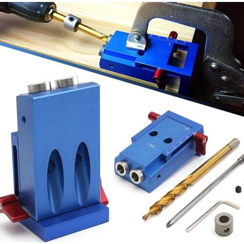 Mini Kreg Style Pocket Slant Hole Jig System Kit with Step Drill Bit Woodwork Tool Set