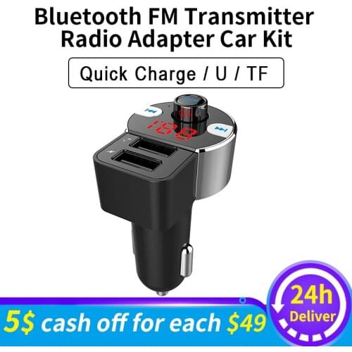MR316 Bluetooth FM Transmitter Radio Adapter Car Kit with 5V/2.4A USB Car Charger MP3 Player Support U-Disk TF Card Hands-Free