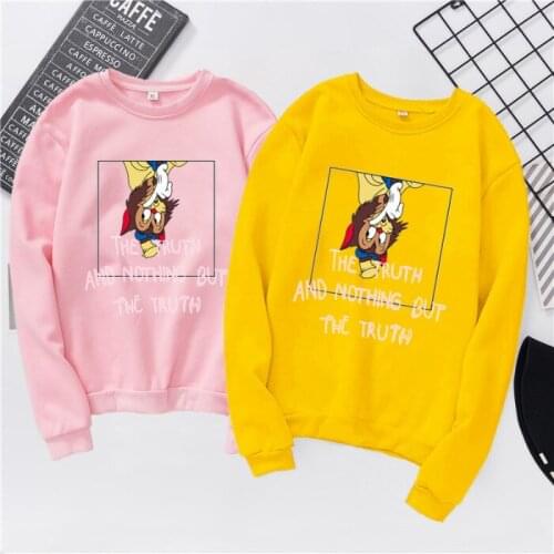 2019 Spring New Fashion Cartoon Inverted Lion round Neck Casual Women Long Sleeve Loose All-match T-shirt Women