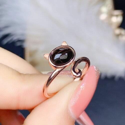 New sillimanit gemstone ring for women jewelry natural gem certified real 925 silver cat style lucky birthstone party gift