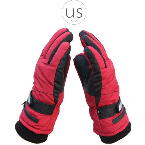 Winter Heating Electric Gloves Recharging Thermal Thicken Outdoor Hiking Waterproof Windproof Gloves US/EU Plug