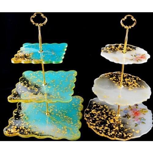 DIY Crystal Silicone Mold Three-layer Fruit Plate Tea Plate Epoxy Resin Mold Cup pad Mould For Resin Art Home Decoration