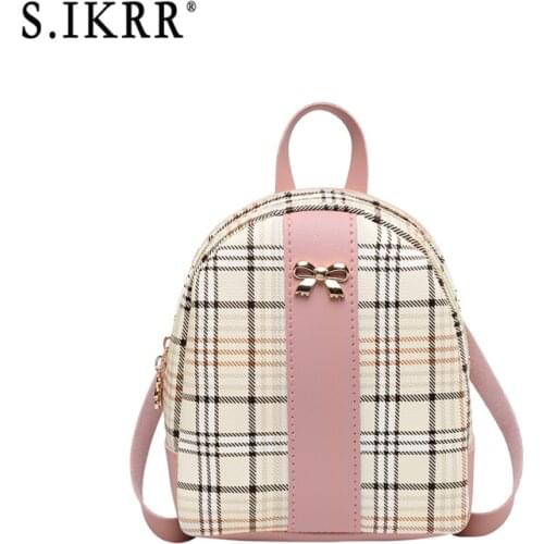 S.IKRR Cute Women Mini Backpack School Bags For Teenage Girls Children Summer Beach Bag Travel Backpacks Female Leather Fashion
