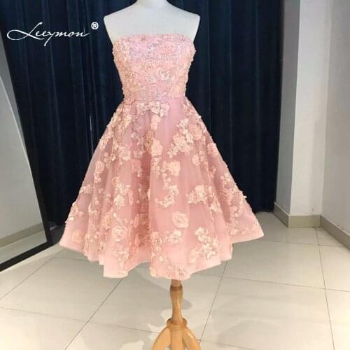 Sexy New Pink Straples Knee-length Cocktail Dress 2017 Vestido de Festa Curto de Luxo Short Party Dress QQ40